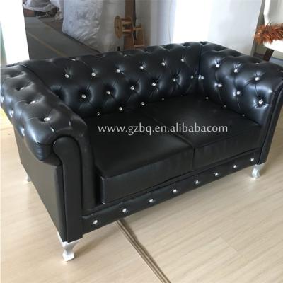 China Selling luxury top modern black office 2 seater waiting chair with diamond for living room for sale