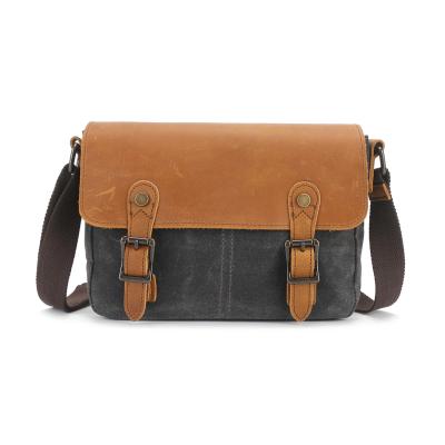 China New Design Mens Messenger Bags Genuine Waxed Canvas Sling Leather Bag Wear-resistant And Anti Violent Waterproof Cross Body Bag for sale