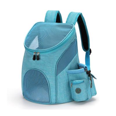 China Blue Nylon Mesh Breathable Pet Cat Dog Bag Cages Comfortable Pet Carrier Carrier Backpack For Cat for sale