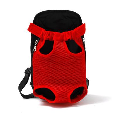 China Breathable Mesh Pet Cat and Dog Chest Bag Pet Breathable Red Outdoor Portable Backpack for sale