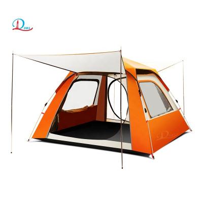 China Diagonal tying type spring tent outdoor waterproof double layer large family increasing 4 person camping tent for sale