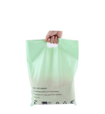 China PBAT/PLA Cornstarch T-shirt Handle Bag BIODEGRADABLE Printed Die Cut Compostable Biodegradable Reusable Shopping Bag for sale