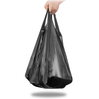 China Large Size Disposable Black Pe Star Seal Small Vest Heavy Duty Garbage Bag On Roll Can Be Customized With Handle for sale