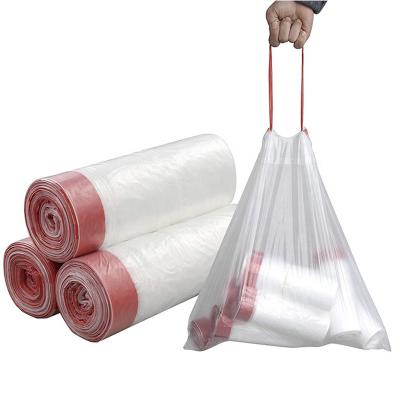 China 60 Large Compostable 80gallon Biodegradable Suction Twine PLA Waste Storage Disposable Blue White Small Size Bags In Roll for sale