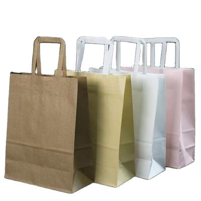 China Recyclable High Quality Custom Logo Printed Flat Handle Paper Bag For Gift Shopping Packaging for sale