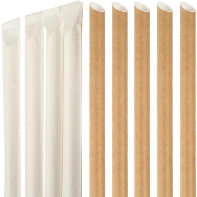 China Art Decor Disposable Packaging Paper Straw Pearl Single Independent Milk Tea Biodegradable Paper Straw for sale