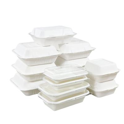 China Disposable Biodegradable Printed Food Grade Paper Pulp Tray Leakproof Box With Window for sale