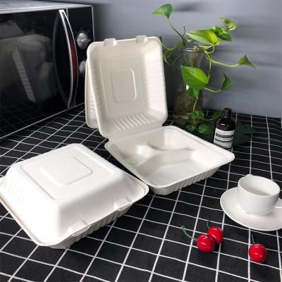 China Disposable Biodegradable Paper Pulp Box Packaging With Logo For Fast Food for sale