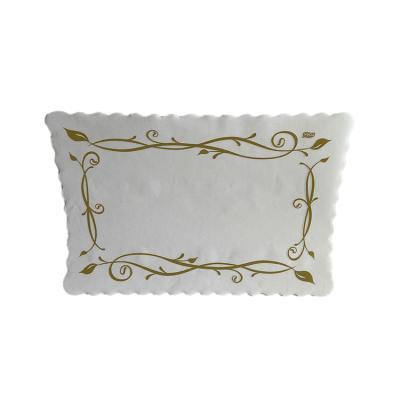 China Viable Disposable Rectangle Doily Cake Square Tablecloth Wood Pulp White Lace Paper for sale