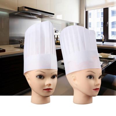 China High Quality Disposable Biodegradable Sushi Round Lid Adjustable Non Woven White Tall Baker Kitchen Chef Hat Chef Cap With Professional for sale