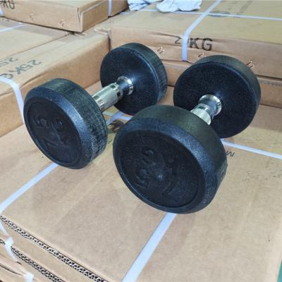 China Universal 2.5kg 5kg 10kg 20kg Handle Portable Rubber Hex Around Rubber Dumbbell for sale