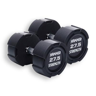 China Universal Fitness Equipment Round Hammer Strength Dumbbell Urethane Weighs Dumbbell Fitness Accessories Black Dumbbell for sale