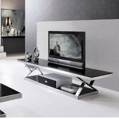 China Modern Glass Stainless Steel MDF TV Cabinet Highly Reliable Design Tv-1006 For Living Room Tv Stand for sale