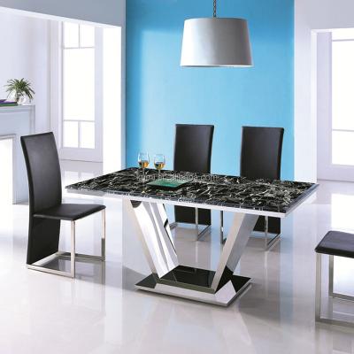 China Modern luxury stainless steel dining table base with furniture modern luxury dining room decor table set for sale