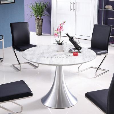 China Mdoern Round Marble Dining Table Tops Set For Dining Furniture Fashion Design Decor Aluminum Table Set for sale