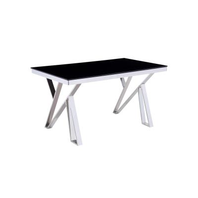 China Modern modern clear tempered glass dining table with stainless steel table for dining glass top table for sale