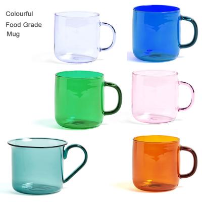 China CLASSIC Classic Multi Color High Boro Glass Coffee Mugs With Handle for sale