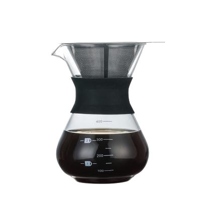 China Sustainable Coffee Maker Slice Coffee Pot With Silicone Collar And Stainless Steel Filter for sale