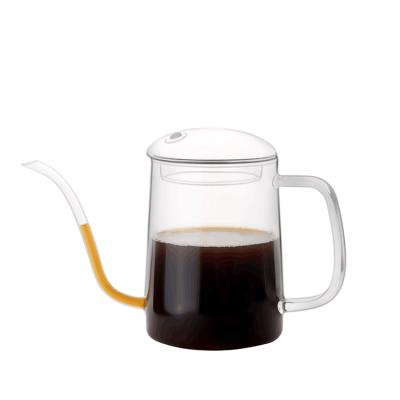 China Long Spout Sustainable Narrow Glass Coffee Jar Hanging Ear Pour Over Drip For Coffee Maker for sale