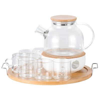 China Large Capacity 1000ML High Viable Standard Food Grade Borosilicate Glass Tea Kettle With Strainer for sale