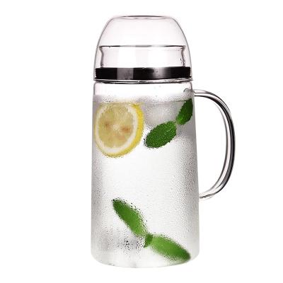 China Large high quality lead free pyrex glass water jug ​​/ pitcher with glass cover for sale