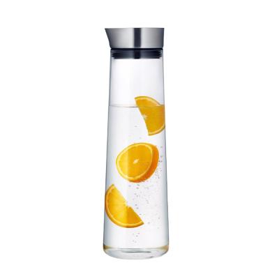 China Sustainable Glass Water Carafe Beverage Jug, Heat Resistant Pyrex Heating Hot Water Glass Pitcher for sale