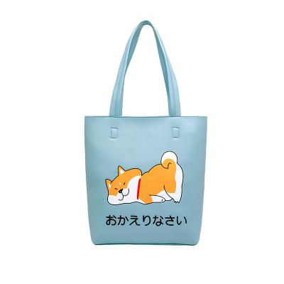 China Fashion Factory Wholesale Cartoon Colorful Pattern PU Leather Shoulder Tote Bag For Women Girl Handbag for sale