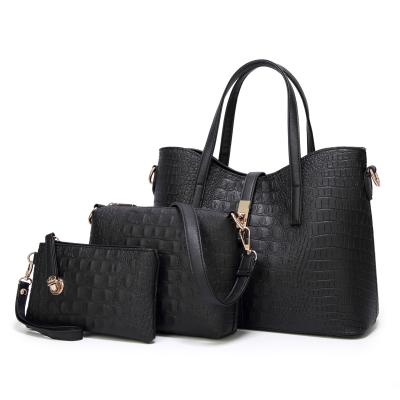 China Women's luxury vintage alligator alligator shoulder lady PU leather purses and handbags set messenger tote bags for women 2021 for sale