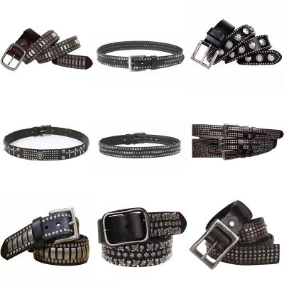 China 2021 Customization Designer Fashion Luxury Alloy Pin Buckle Studded Belt Strap Full Grain Moroccan Genuine Leather Belts for sale