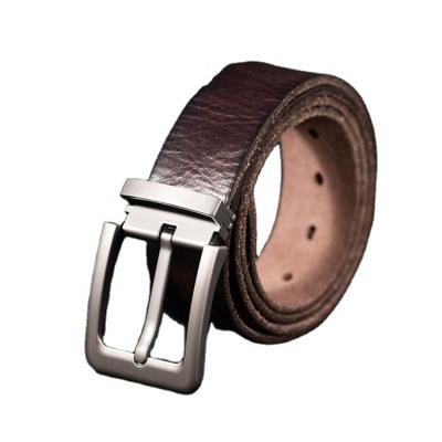 China Men 100% Pure Luxury Pin Buckle Belt Retro Cowhide Leather Style 2021 Comfortable Fashion Alloy Washed Leather Belt For Men 3.8cm Width for sale