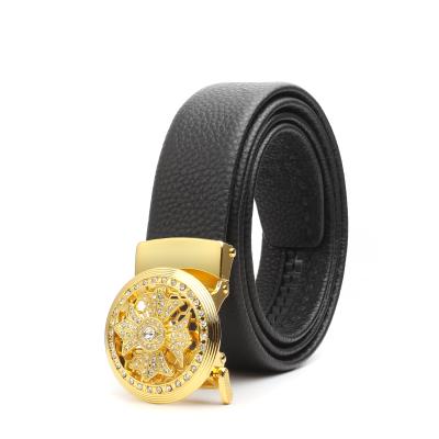 China 2021 Customization Fashion.Casual.Business Alloy Rhinestone Luxury Automatic Buckle Rhinestone Top Grain Leather Belt Genuine Leather Belts for sale