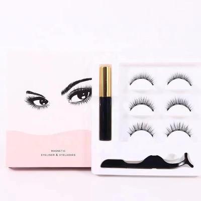 China Wholesale Natural Long Eyelash Magnetic Eyelashes With Eyeliner Lashes Private Label Packaging for sale