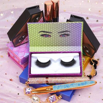 China New Arrival Wholesale Product Lashes Thick Mink Silk False Eyelash Synthetic Lashes Custom 3d Eyelashes Package Box for sale