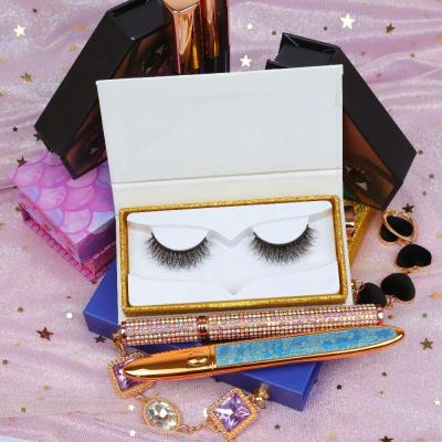 China 2021 New Arrival High Quality Tapered Crisscross Eyelashes 3d False Mink Eyelashes Natural Private Label Eyelash for sale