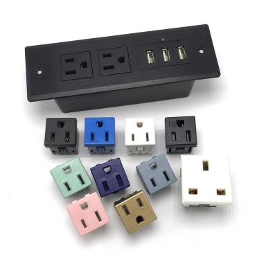 China Desktop-Outlet Single Outlet 3 USB Ports Power Outlets Strip US Standard Recessed Cover Table Furniture for sale