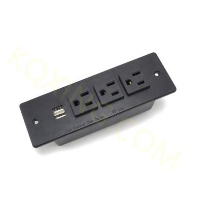 China Office-Socket Manufacturer Wholesale Recessed Power Outlet Socket US With 2 Usb Ports for sale