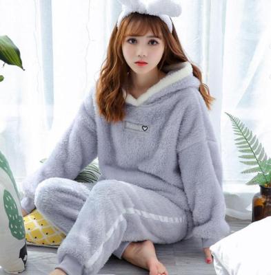 China QUICK DRY Winter Thick Warm Flannel Pajamas Sets For Women Sleepwear Home Wear Pajamas Home Wear Pajamas Set for sale