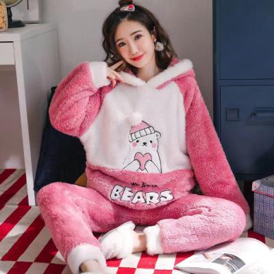 China QUICK DRY Winter Thick Warm Flannel Pajamas Sets For Women Sleepwear Home Wear Pajamas Home Wear Pajamas Set for sale