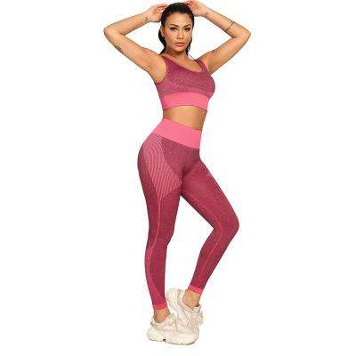 China New Breathable Seamless Knit Exercise Yoga Running Suit For Women Training Fitness Running Suit for sale