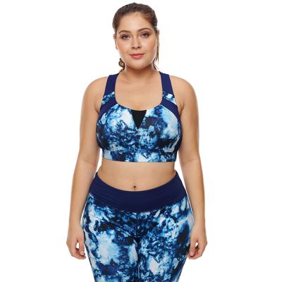 China High Waist Women Gym Plus Size Plus Size Printing Bra Sportswear Workout 2 Piece Fitness Yoga Leggings Sets for sale