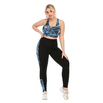 China Plus size 2021 new women plus size yoga sets gym fitness sportswear for running tracksuit female sports sets for sale