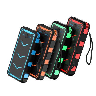 China Support Low Price 10W Fast Wireless Charging IP65 Waterproof 18W Fast Charging 20000mAh Solar Power Bank With Lanyard Outdoor Camping Lights for sale