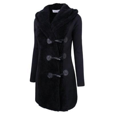 China Women's Fuzzy Fleece Long Sleeve Open Oversized Front Hooded Jacket Coat Winter Breathable Outwear With Pockets for sale