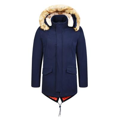 China Warm Breathable Parka Winter Stripper Coat Hooded Anorak Fur Striped Fleece For Men's Jacket for sale