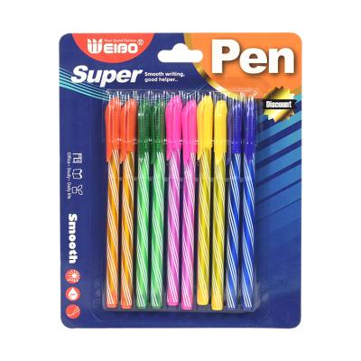 China Color Paint New Weibo 2021 Marker Pen Plastic Custom LOGO Colorful Striped Shell Ballpoint Pen Factory Wholesale for sale