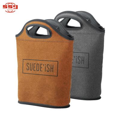 China Waterproof Neoprene Moisture Proof Wine Bottle Carrier 2 Packs Insulated Tote Bottle Carrier Bucket Cooler Bag for sale