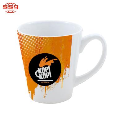 China China Manufacturer 12oz Viable Ceramic Mug Wholesale,White Ear Handle Ceramic Coffee Latte Cup Mugs for sale