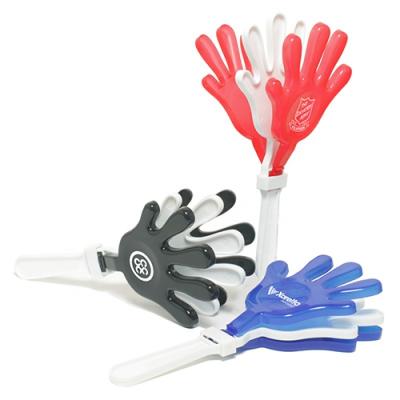 China Promotion Gift Recyclable Noise Maker Green Grip OEM Design Finger Shaped Cheering Toy Plastic Hand Shake Clapper for sale