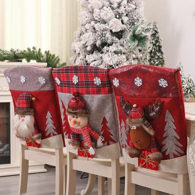 China Santa Claus Dining Chair Cover Fabric Christmas Chair Cover For 2023 New Year Merry Christmas Party Kitchen Table Home Decor for sale