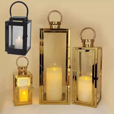 China Wholesale Vintage Decorative Moroccan Metal Large Decorative Moroccan Navideas Metal Large Decorative Vintage Hurricanei Lux Ornament Christmast Pillar Candle Lantern Holders Glass Black Lanterns for sale